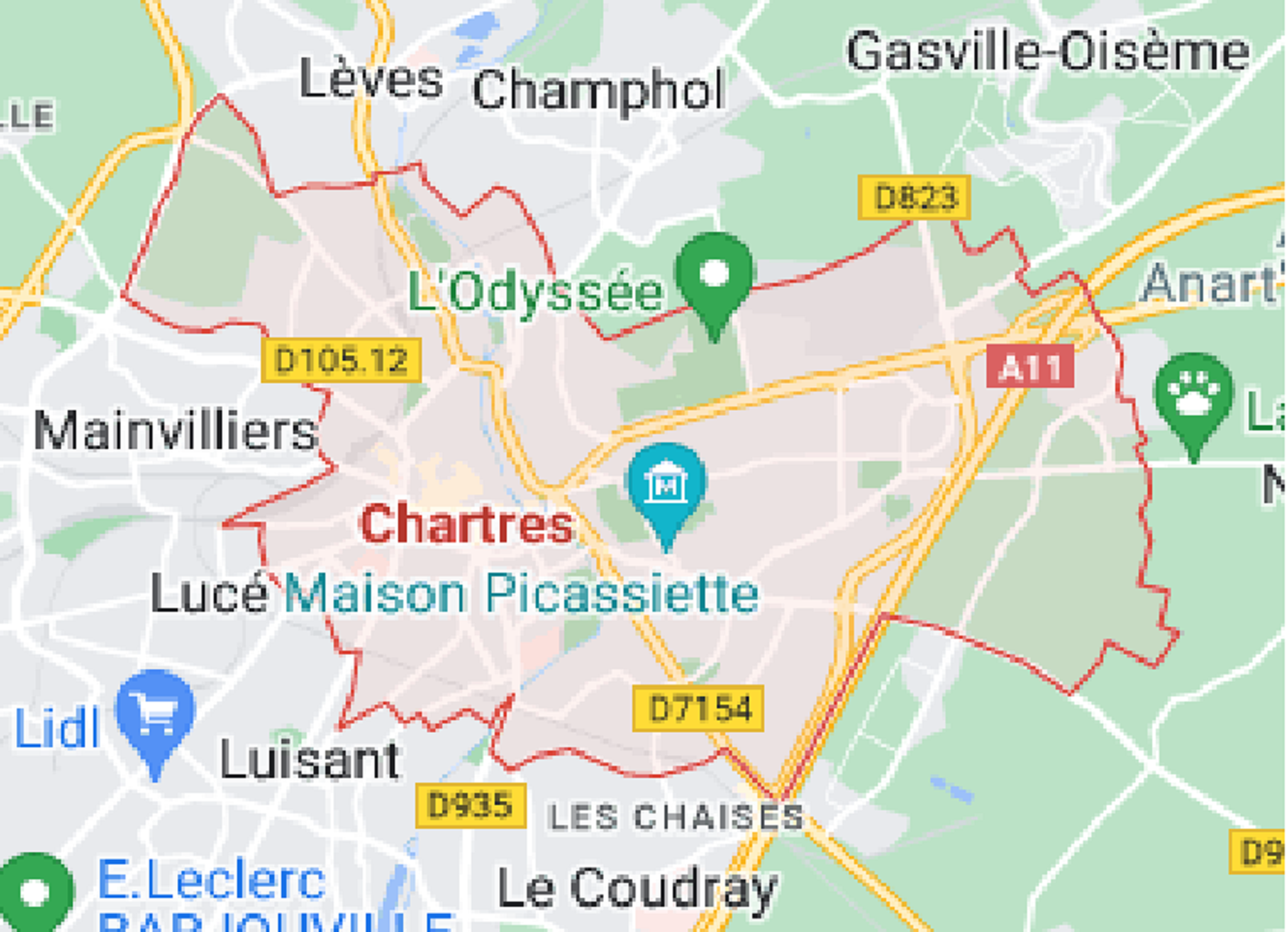 carte maps pour chartres